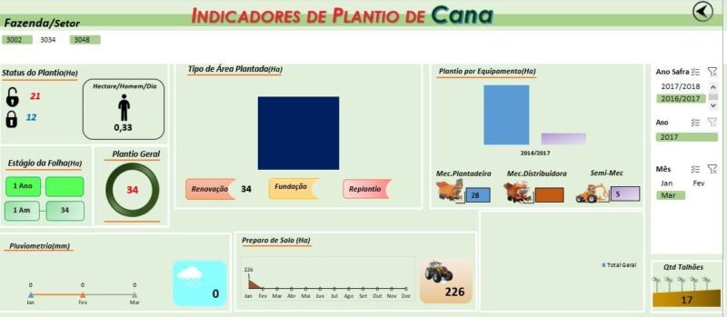 Dashboard Excel Plantio da cana de açúcar - Image 2