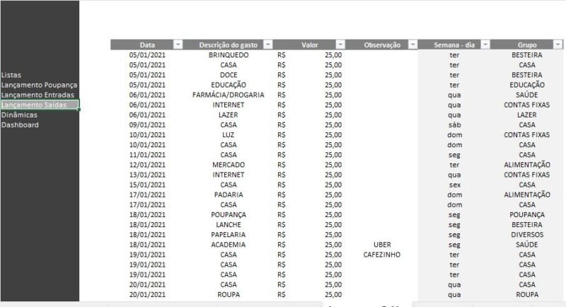 Dashboard Excel Planilha Finanças Pessoais - Image 3