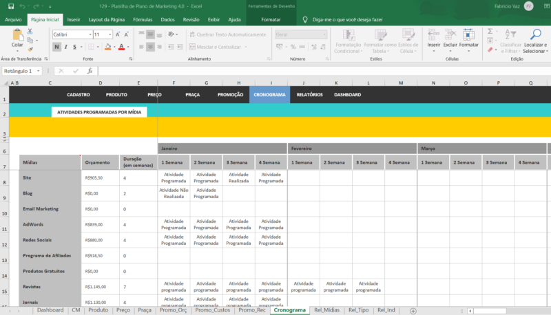 Dashboard Excel - Planilha de Plano de Marketing - Image 5