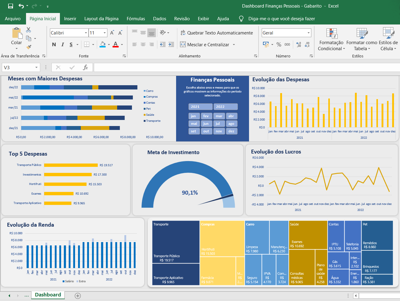 Dashboard Finanças Pessoais - Excel