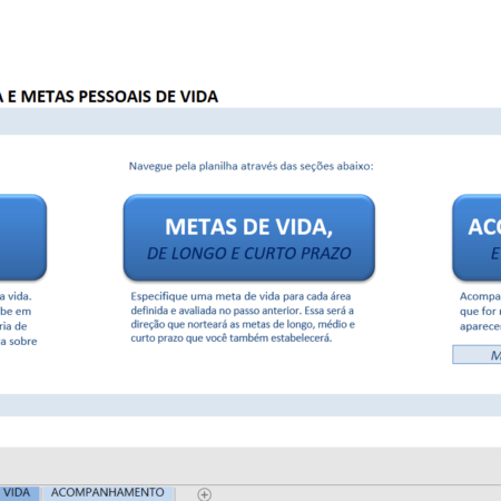 Dashboard Excel - Planejamento De Carreira e Metas Pessoais De Vida