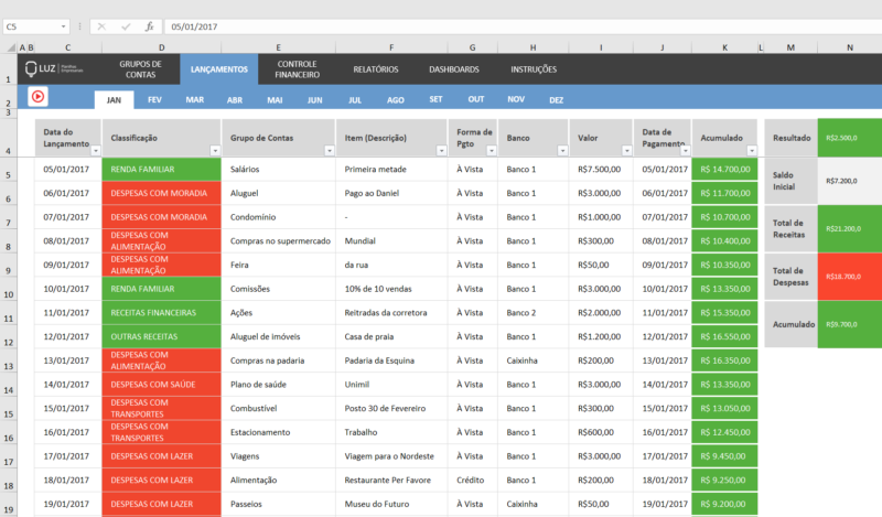 Dashboard Excel - Planilha de Orçamento Pessoal e Familiar - Image 13