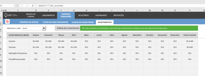 Dashboard Excel - Planilha de Orçamento Pessoal e Familiar - Image 9