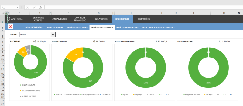 Dashboard Excel - Planilha de Orçamento Pessoal e Familiar - Image 5