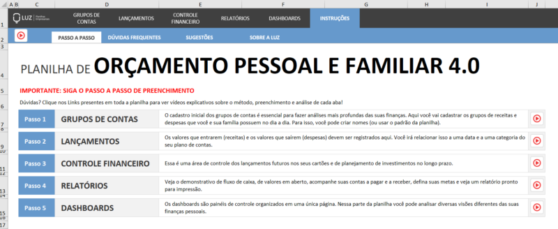 Dashboard Excel - Planilha de Orçamento Pessoal e Familiar - Image 2