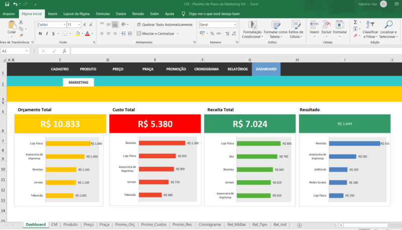 Dashboard Excel - Planilha de Plano de Marketing - Image 4