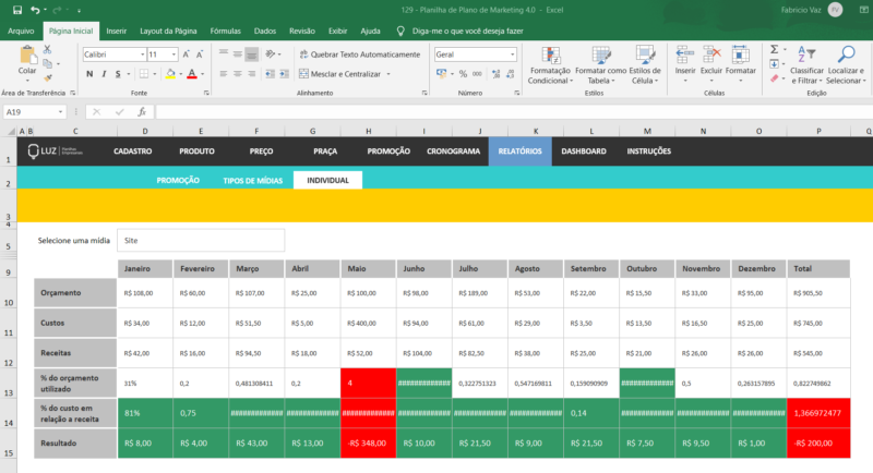 Dashboard Excel - Planilha de Plano de Marketing - Image 3